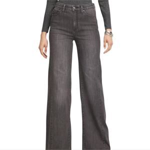 Chico's‎ Boyfriend Ankle Cropped Grey Stylish Washed Black Denim Jeans Size 14